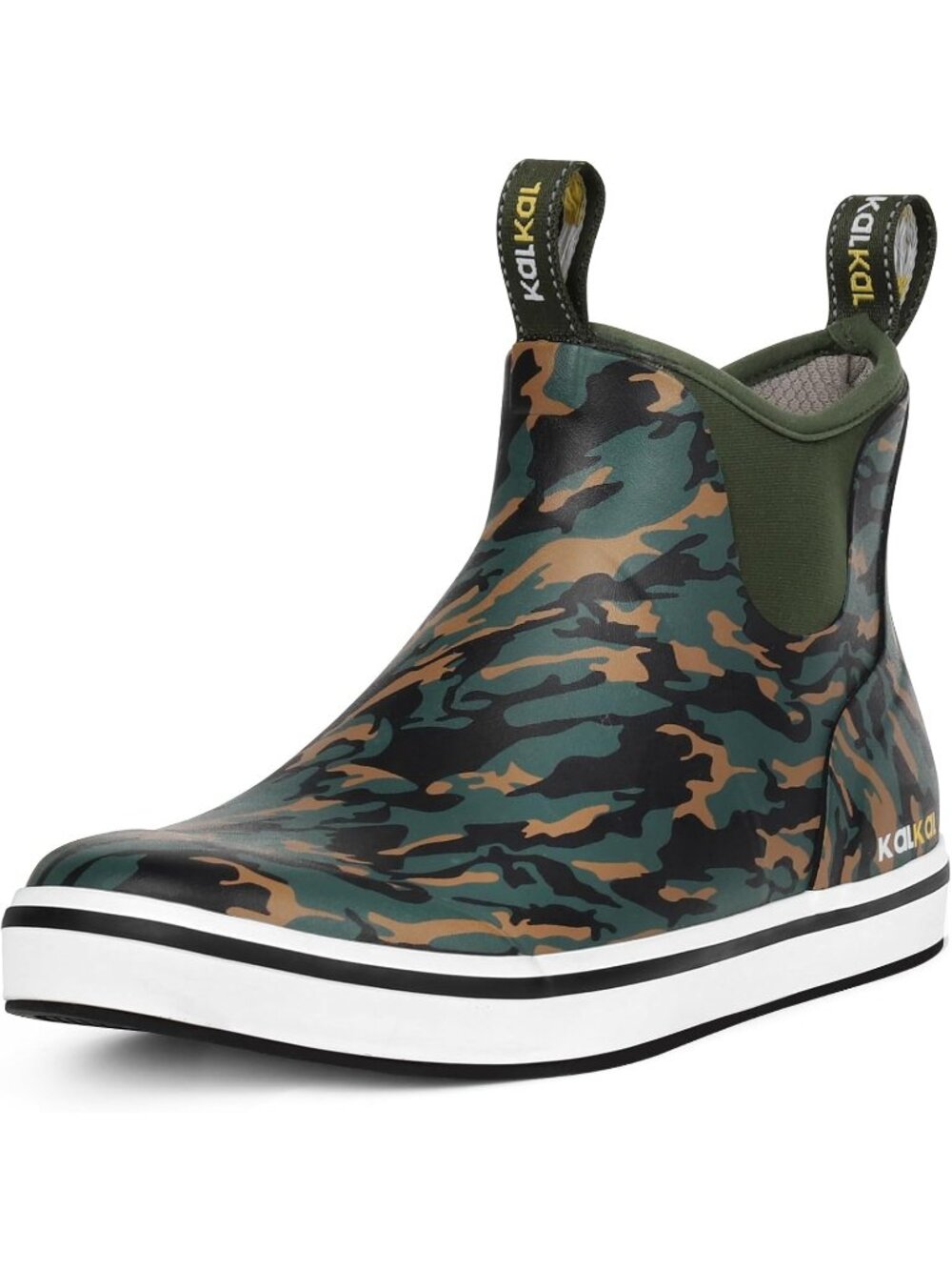 🆕Men's Green Brown Deck Boots Anti-Slip Saltwater Fishing Rain Boots Waterproof